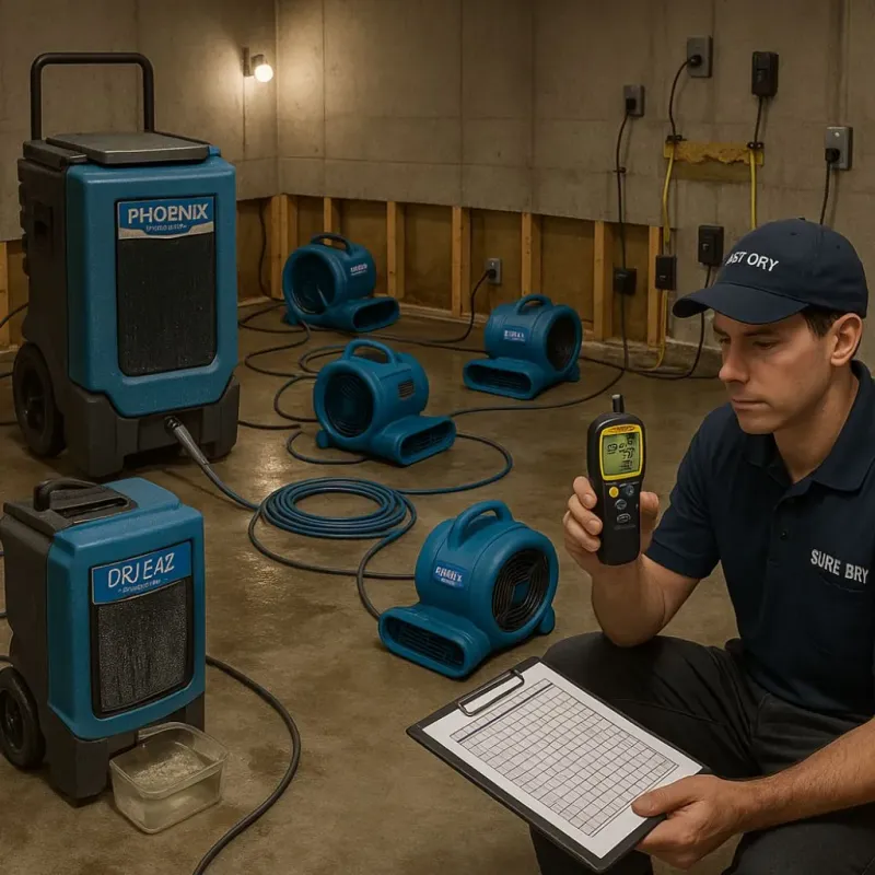 Structural Drying and Dehumidification process in Woodland Beach, MI